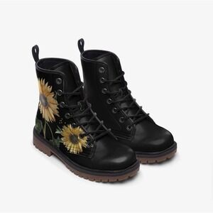 Harlow & Lloyd Vintage Sunflowers Black Lace Up Boots Size Men's 10.5 Women's 12